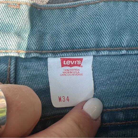 Vintage Levi’s 550 gray green orange tab jean shorts Size 34 - Picture 6 of 7